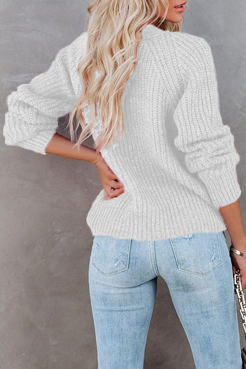 Casual Solid Pocket Buttons V Neck Sweaters(7 Colors)