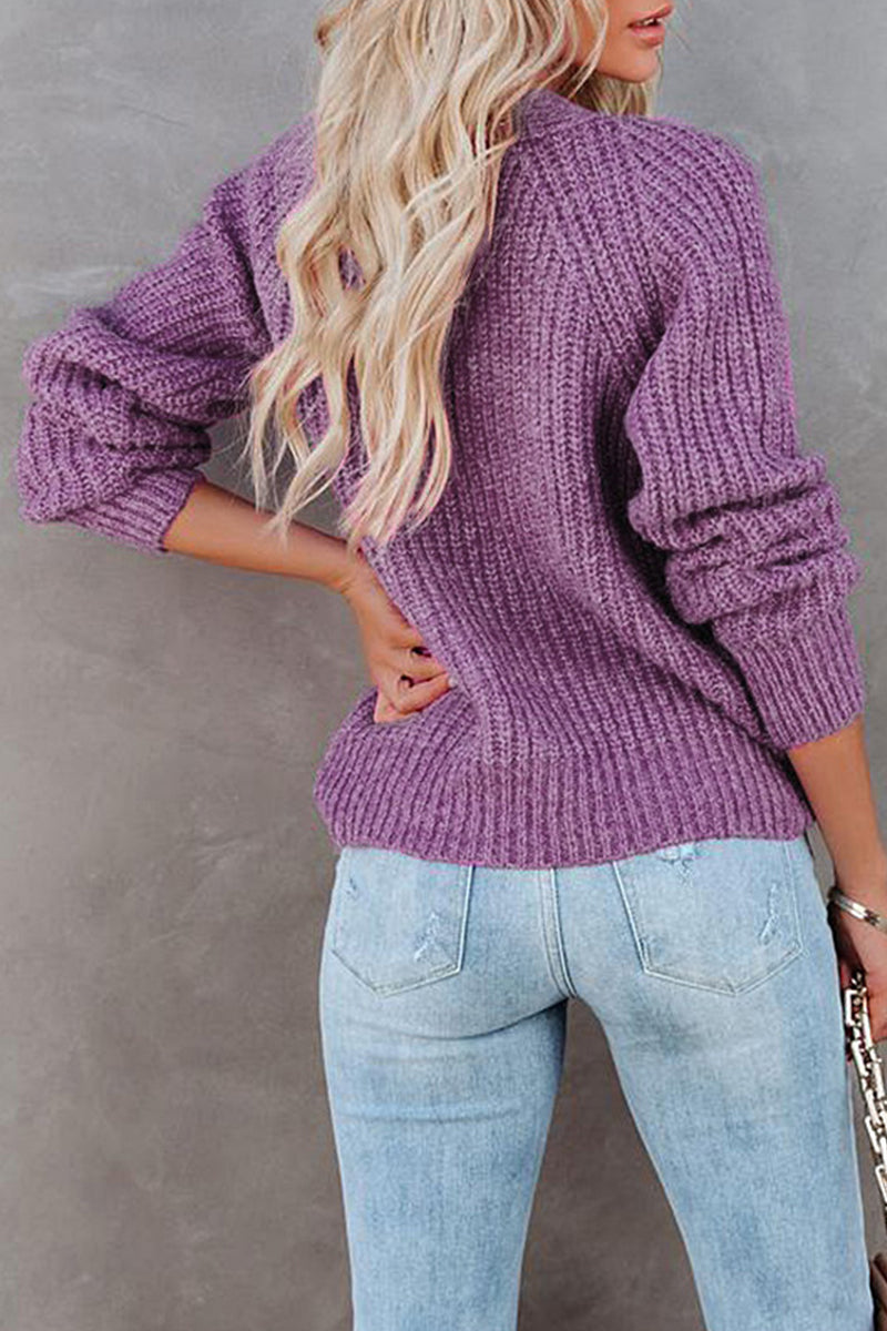 Casual Solid Pocket Buttons V Neck Sweaters(7 Colors)