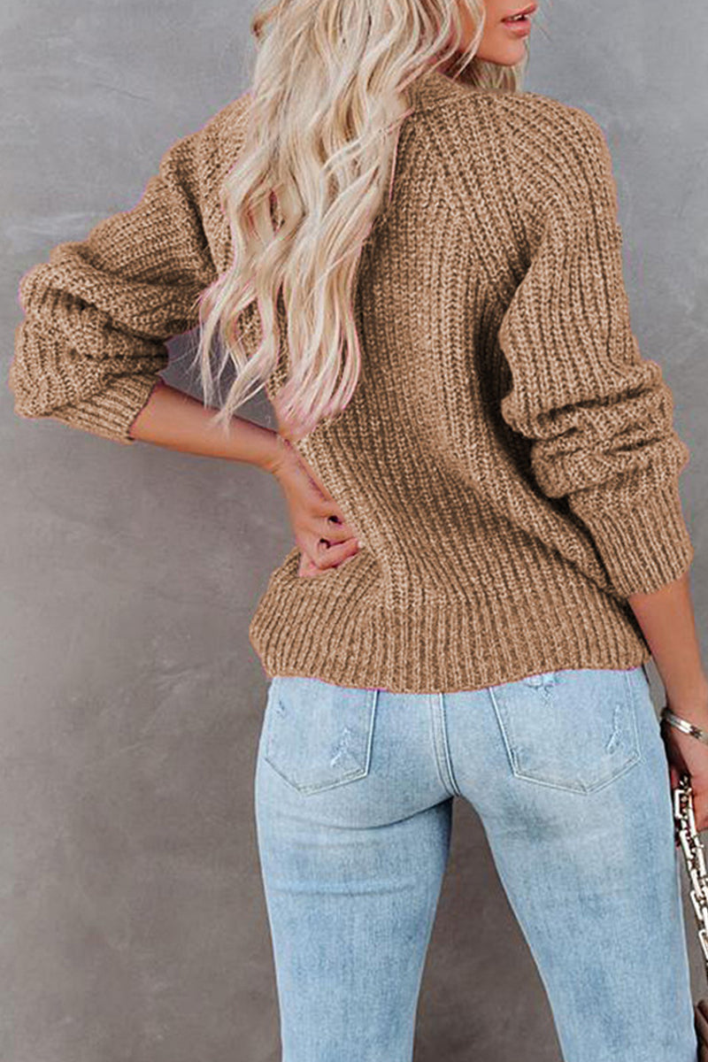 Casual Solid Pocket Buttons V Neck Sweaters(7 Colors)