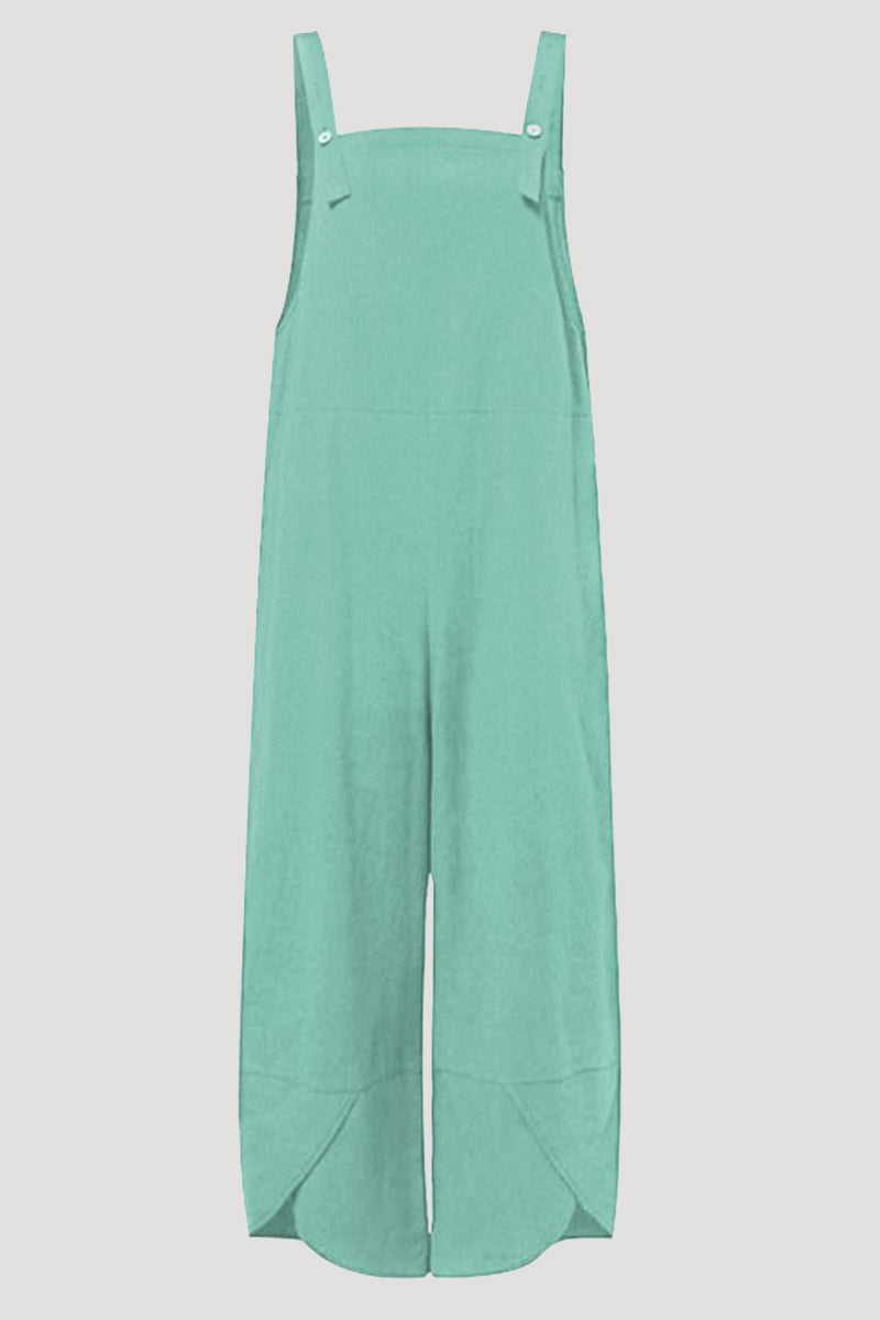 Combinaison-pantalon capri ample et décontractée à boutons (8 couleurs)