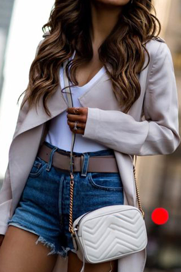 Vêtements d'extérieur élégants et à la mode, en patchwork uni, avec col montant.