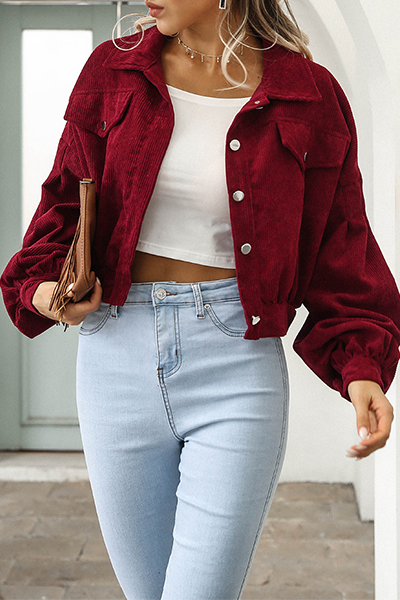 Vêtements d'extérieur décontractés et élégants, col montant, poches et boucle (5 couleurs)