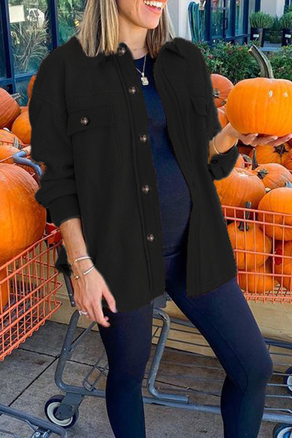 Vêtements d'extérieur décontractés à imprimé animal, à boucle et col montant basique.