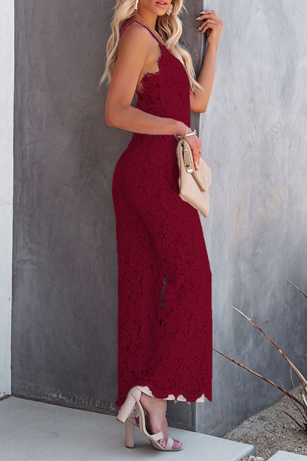 Combinaison-pantalon droite, dos nu, col en V, patchwork uni, tendance (3 couleurs)