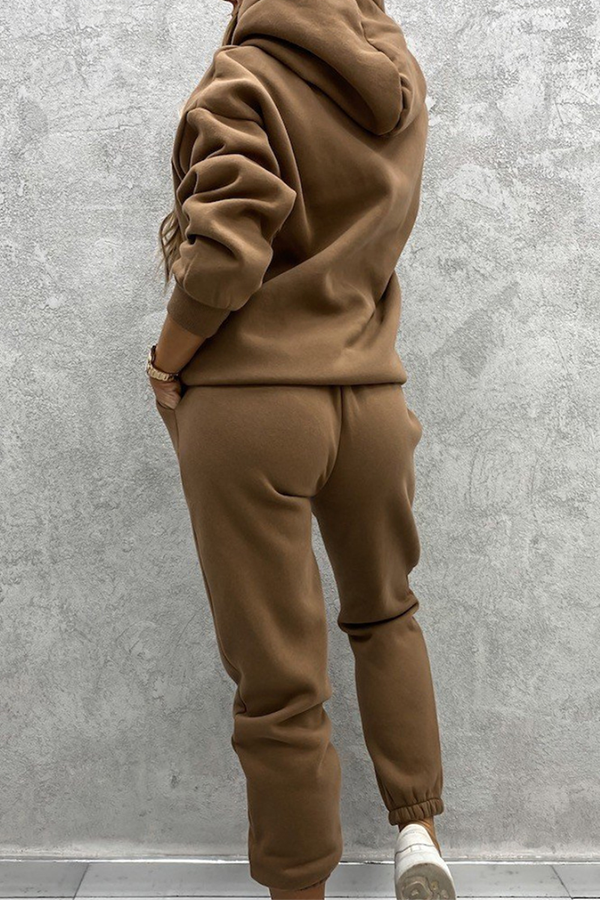 Vêtements de sport décontractés, ensemble deux pièces à manches longues avec capuche et poches, coupe ample (4 couleurs)