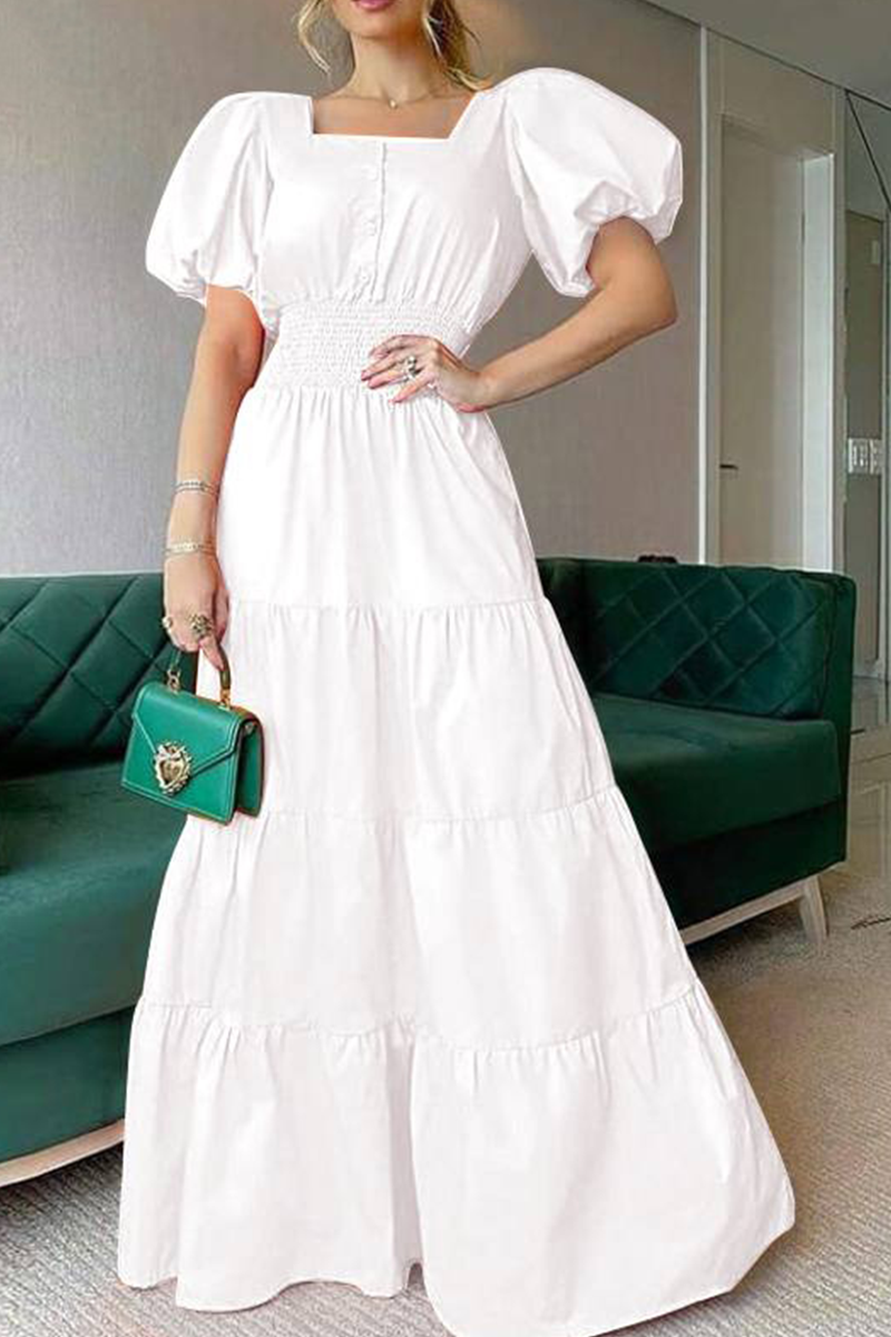 Robes-jupes style cake, casual, patchwork, col carré (3 couleurs)