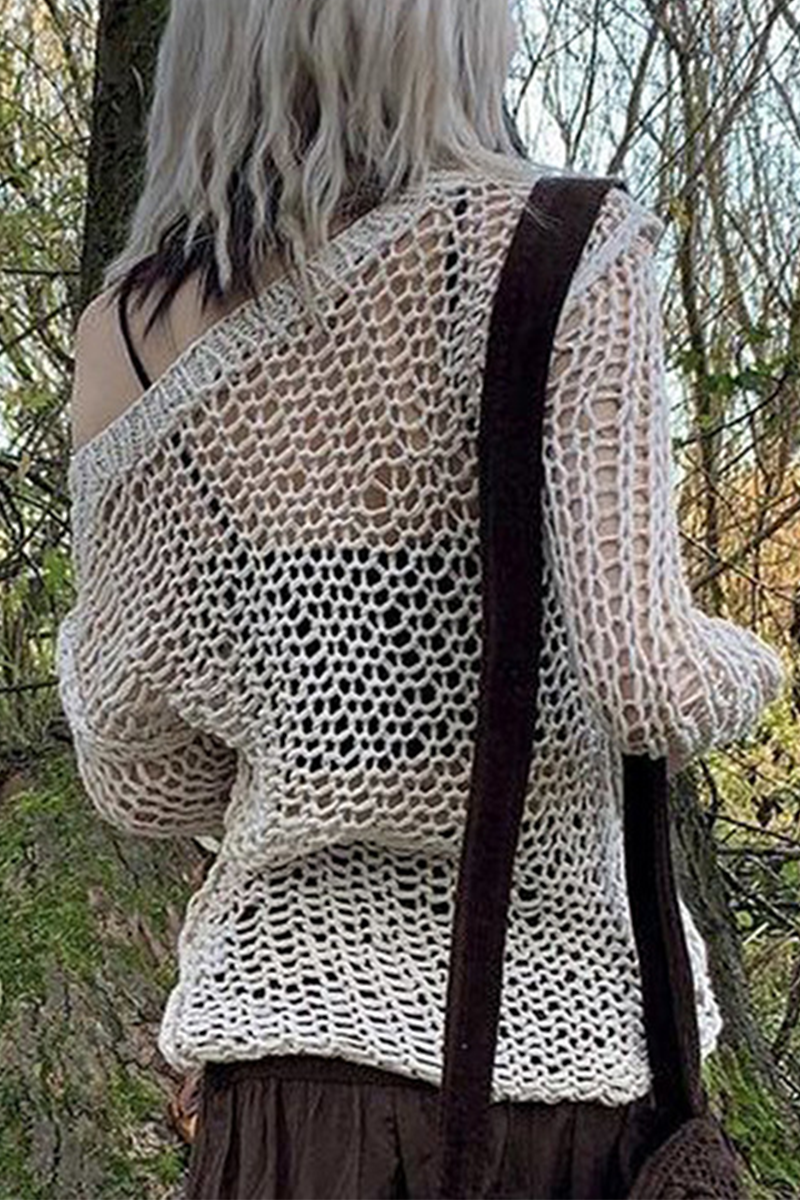 Casual Solid Hollowed Out One Shoulder Tops