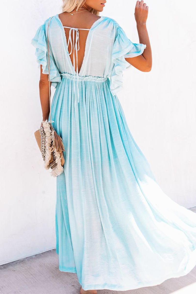 Robes-jupes patineuse casual, col en V, patchwork uni (4 couleurs)