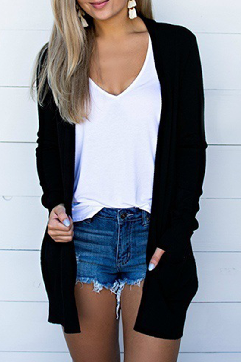 Vêtements d'extérieur, cardigan à collet, patchwork uni, tendance (5 couleurs)