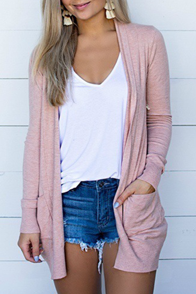 Vêtements d'extérieur, cardigan à collet, patchwork uni, tendance (5 couleurs)