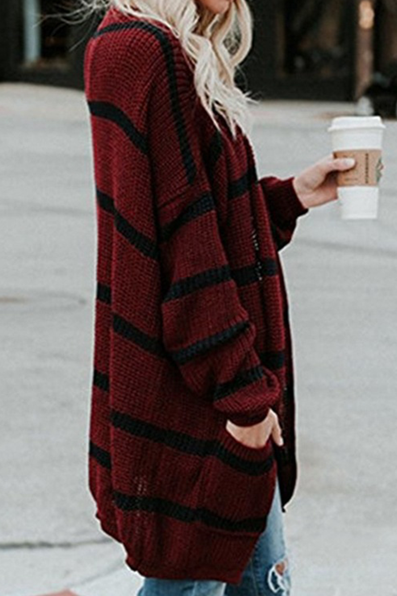 Vêtements d'extérieur à col châle, style patchwork et rayé, tendance.