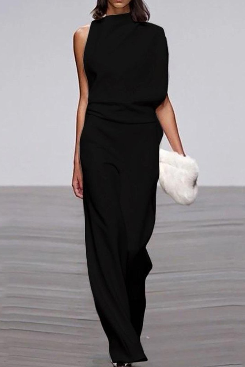 Combinaisons décontractées à demi-col montant et jambes évasées (12 couleurs)