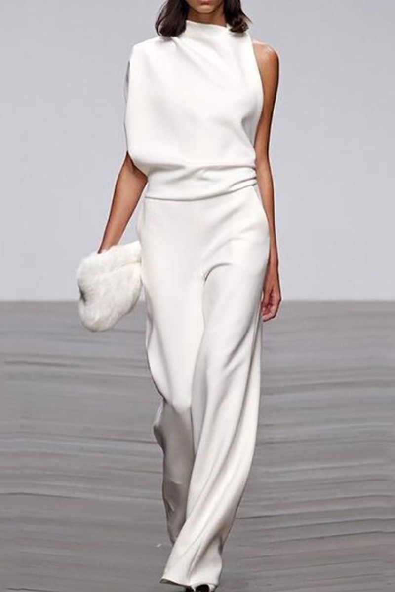 Combinaisons décontractées à demi-col montant et jambes évasées (12 couleurs)