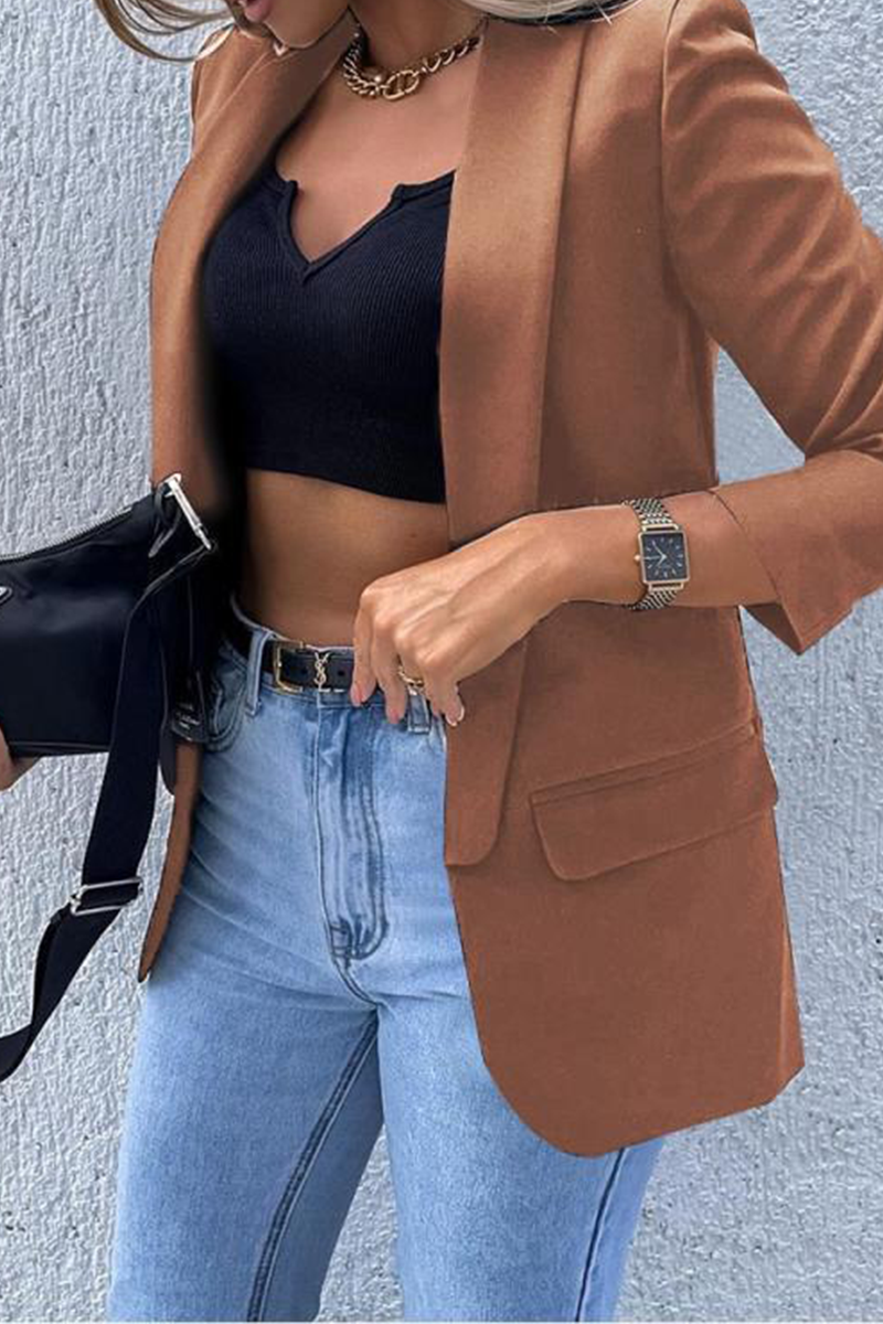 Vêtements d'extérieur à col rabattu, style patchwork uni (7 couleurs)