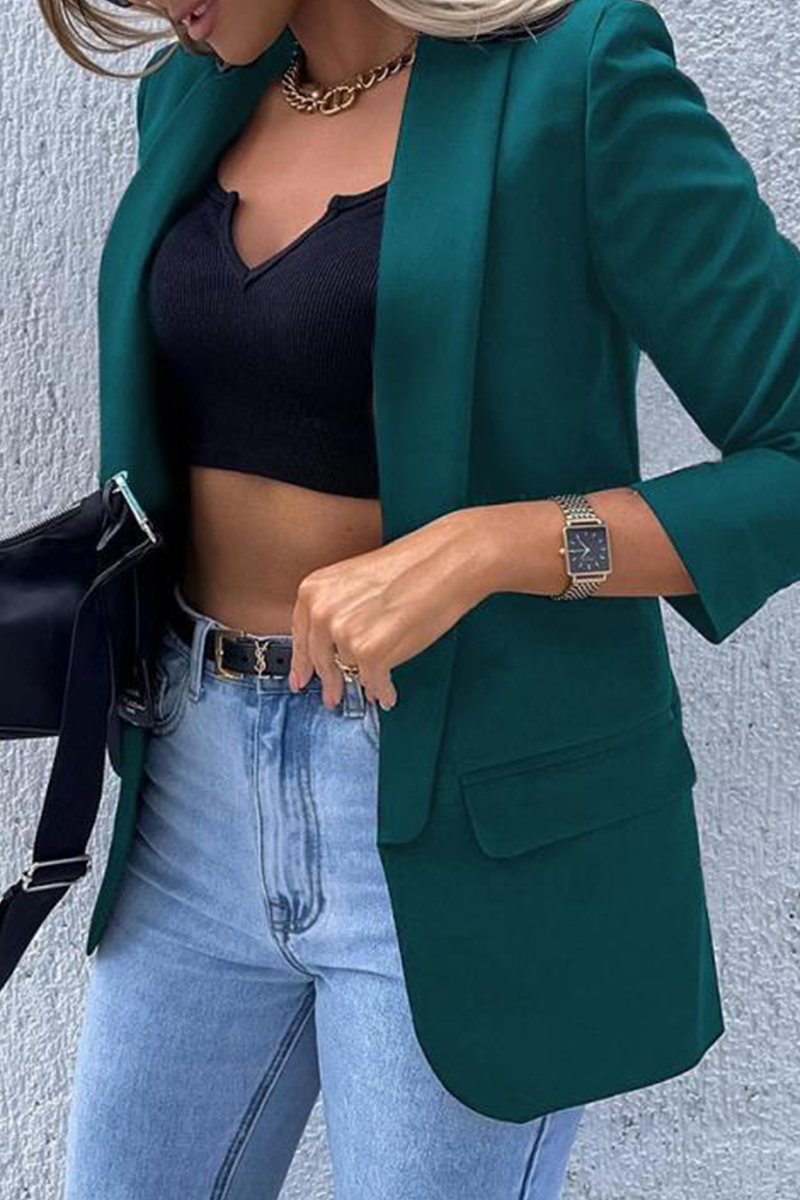 Vêtements d'extérieur à col rabattu, style patchwork uni (7 couleurs)