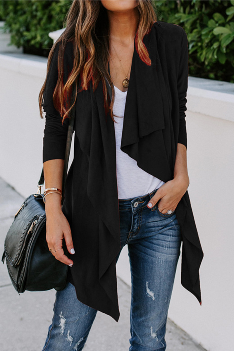 Vêtements d'extérieur à col châle, style patchwork uni, tendance.