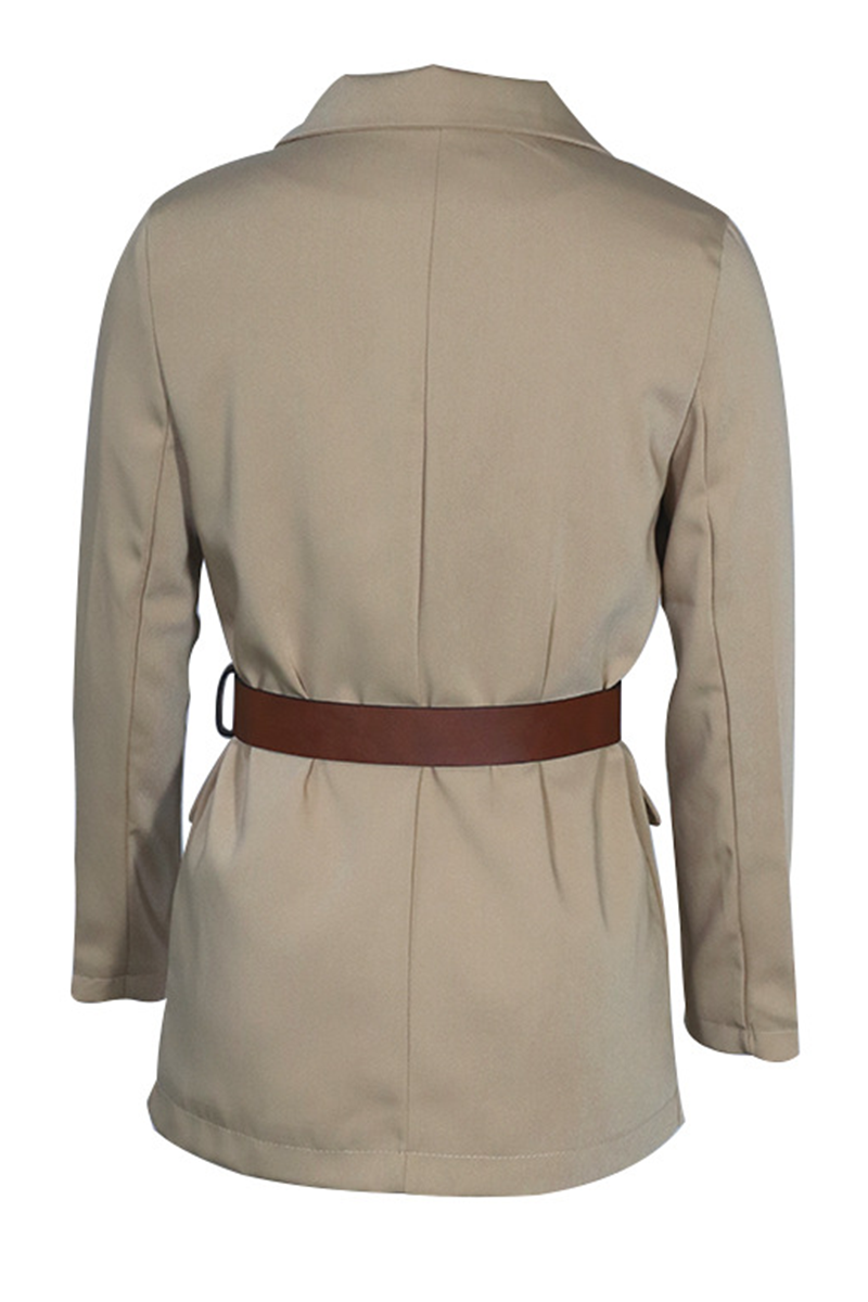 Vêtements d'extérieur à col rabattu, style patchwork uni, pour la rue (3 couleurs)