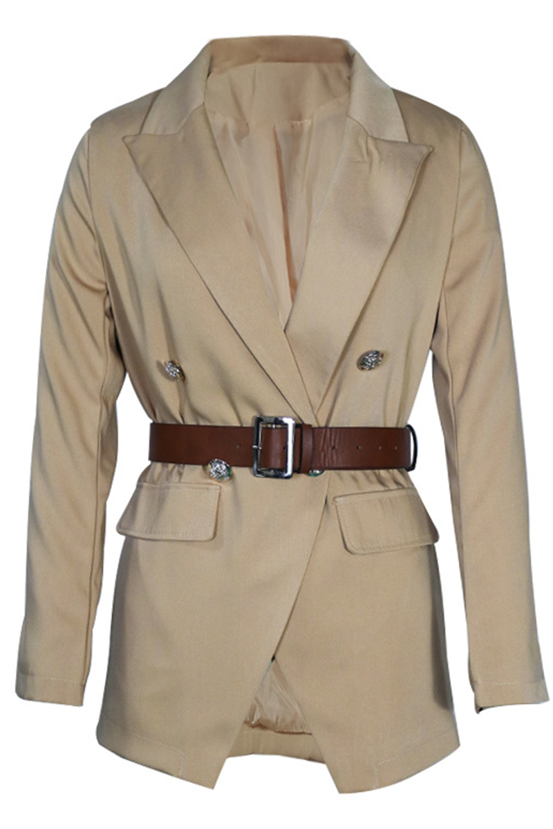 Vêtements d'extérieur à col rabattu, style patchwork uni, pour la rue (3 couleurs)