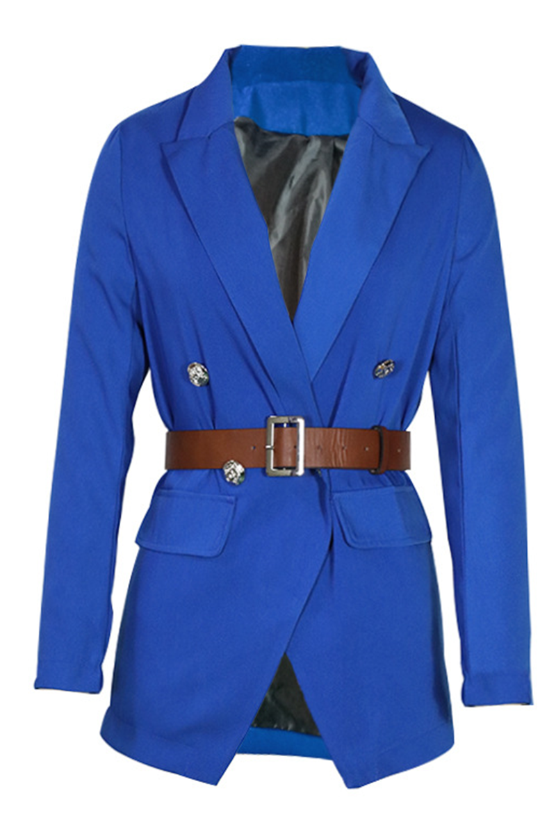 Vêtements d'extérieur à col rabattu, style patchwork uni, pour la rue (3 couleurs)