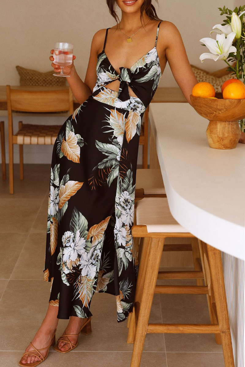 Robes droites décontractées, unies, fendues, avec bretelles spaghetti.