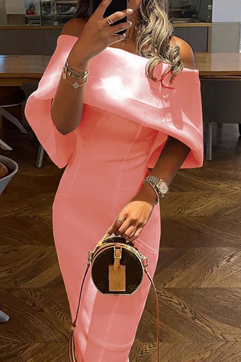 Robes crayon imprimées casual, patchwork, décolletées épaules nues (3 couleurs)