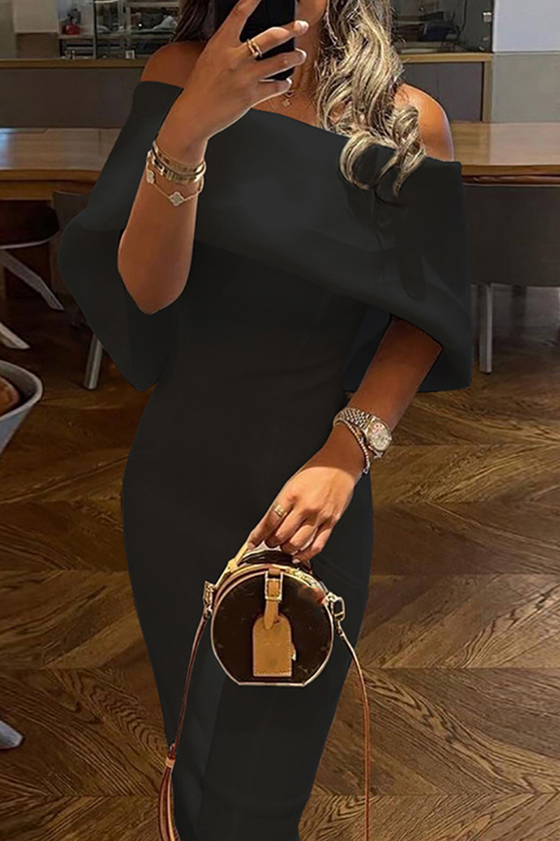 Robes crayon imprimées casual, patchwork, décolletées épaules nues (3 couleurs)