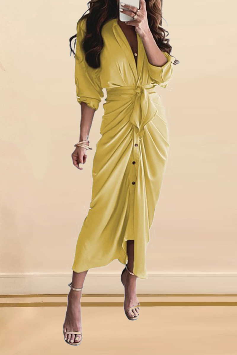 Robes-jupes décontractées à imprimé et empiècements, avec décolleté en V et taille marquée (12 couleurs)