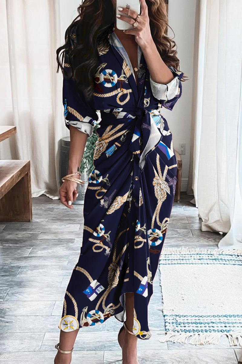 Robes-jupes décontractées à imprimé et empiècements, avec décolleté en V et taille marquée (12 couleurs)