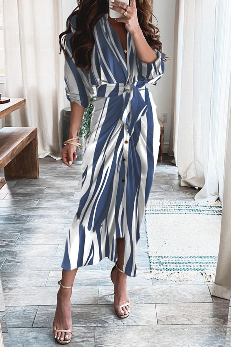 Robes-jupes décontractées à imprimé et empiècements, avec décolleté en V et taille marquée (12 couleurs)