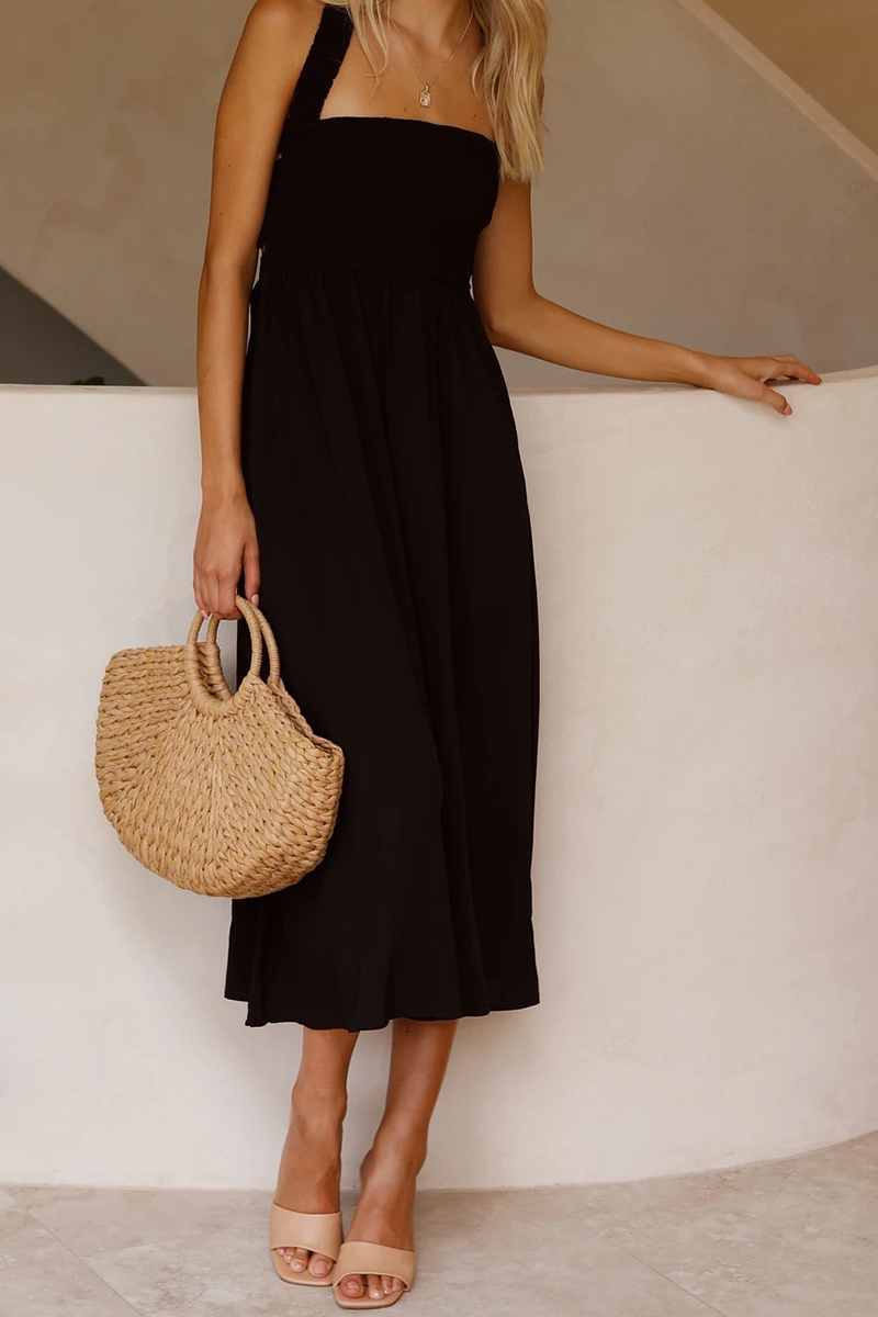 Robes-jupes décontractées, patchwork, taille haute, style halter (3 couleurs)