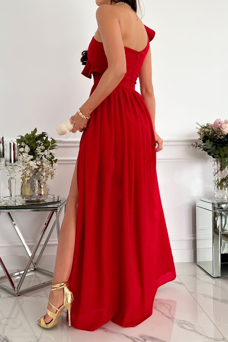 Robes-cake en mousseline de soie, épaules dénudées, taille haute, style décontracté (6 couleurs)