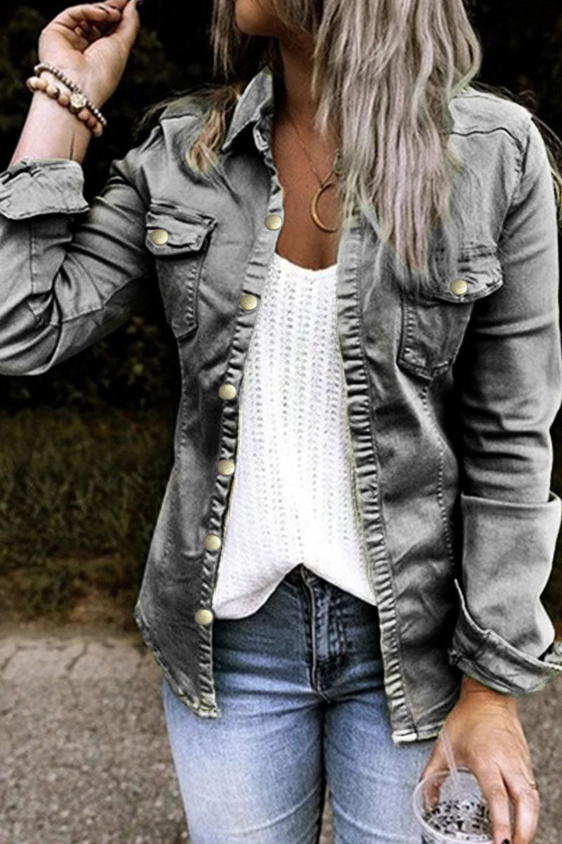 Vêtements d'extérieur longs manches, coupe droite, tendance (4 couleurs)