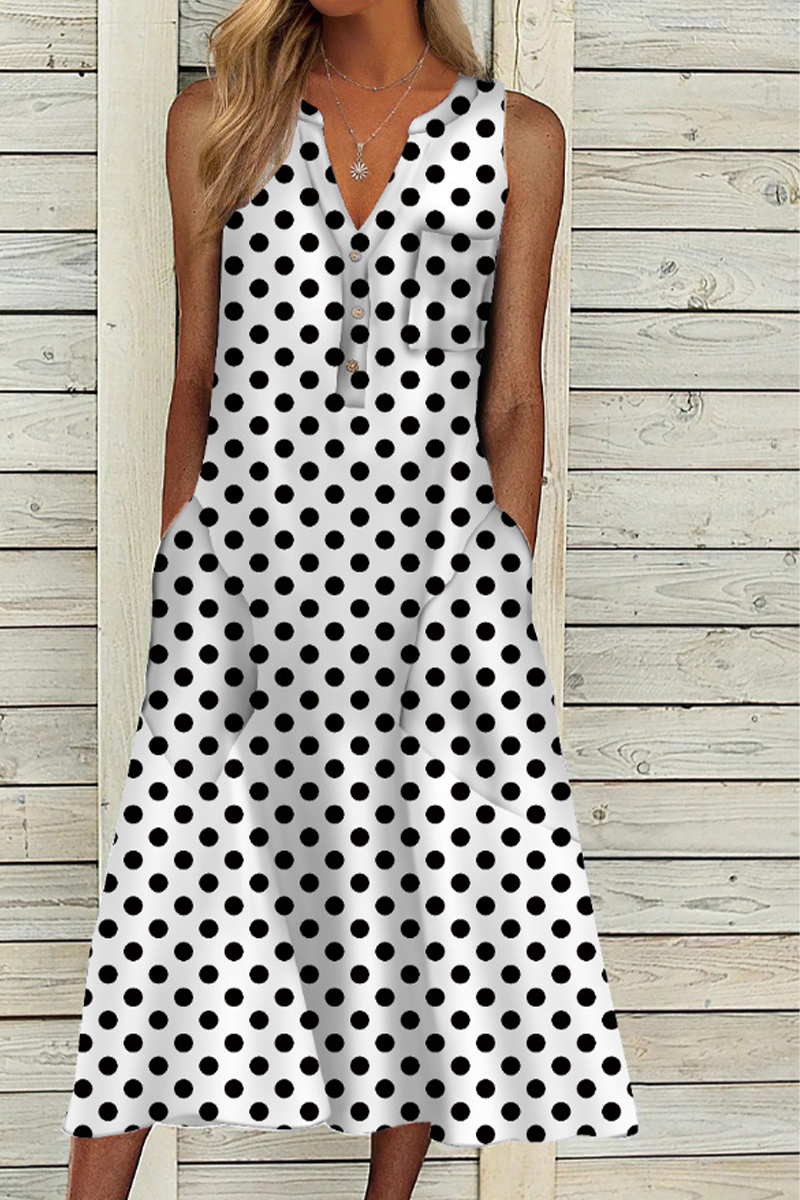 Robes Casual à Motifs et Empiècements, Col en V, Coupe Droite (9 Couleurs)