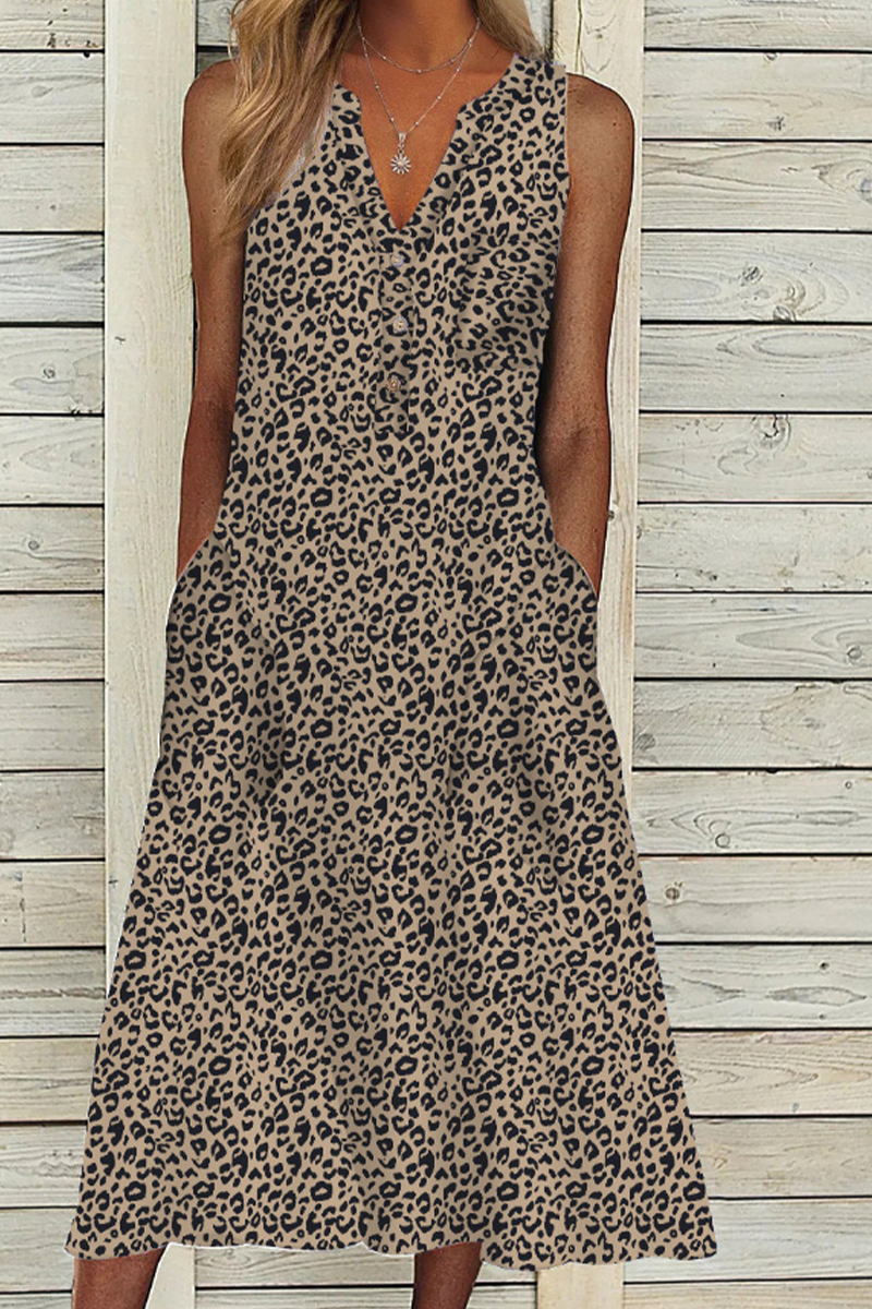 Robes Casual à Motifs et Empiècements, Col en V, Coupe Droite (9 Couleurs)