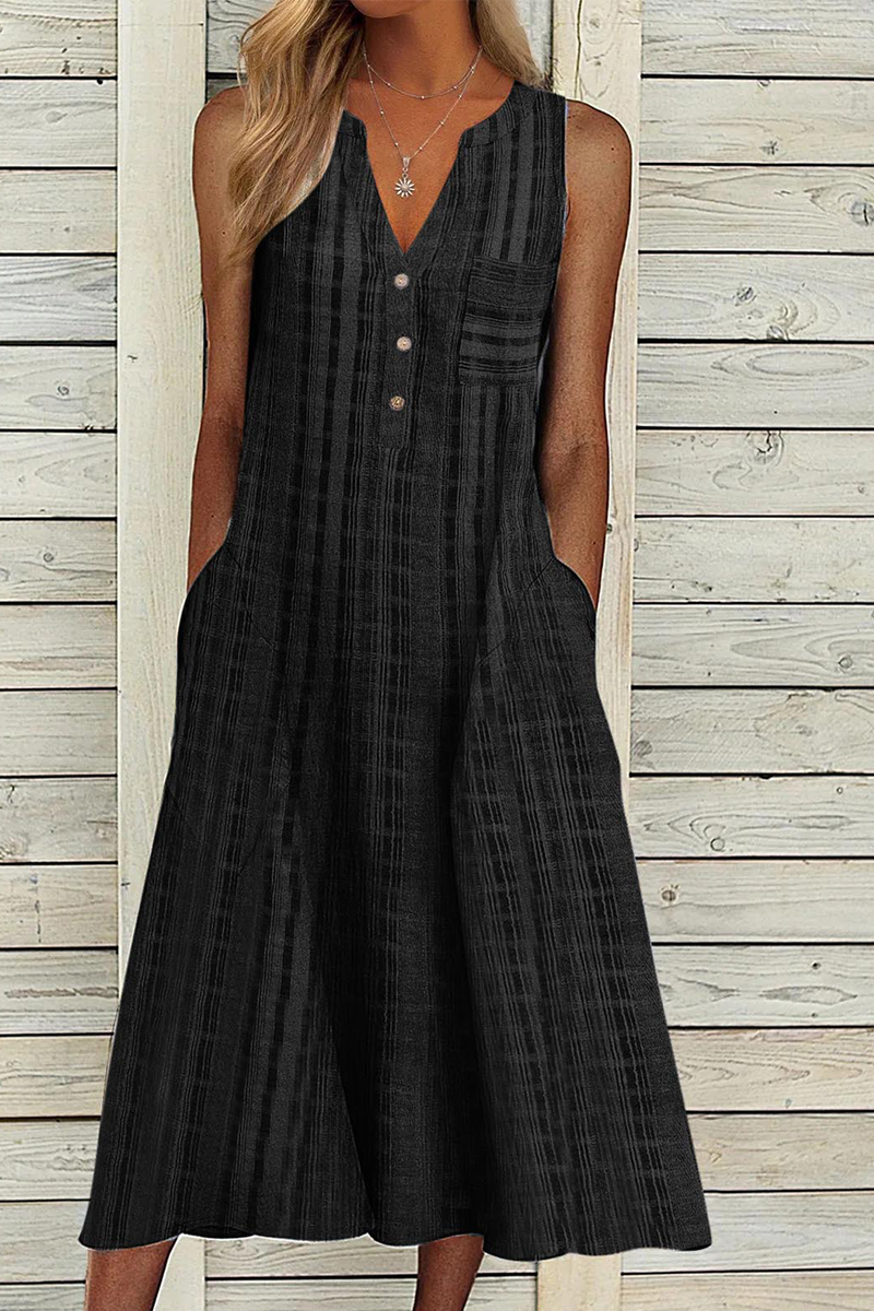 Robes Casual à Motifs et Empiècements, Col en V, Coupe Droite (9 Couleurs)