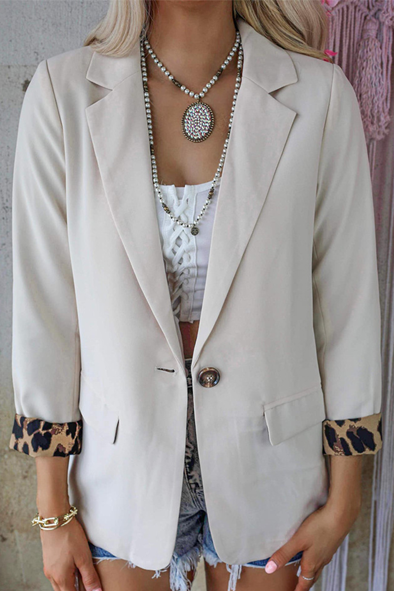 Vêtements d'extérieur décontractés à col rabattu avec patchwork léopard