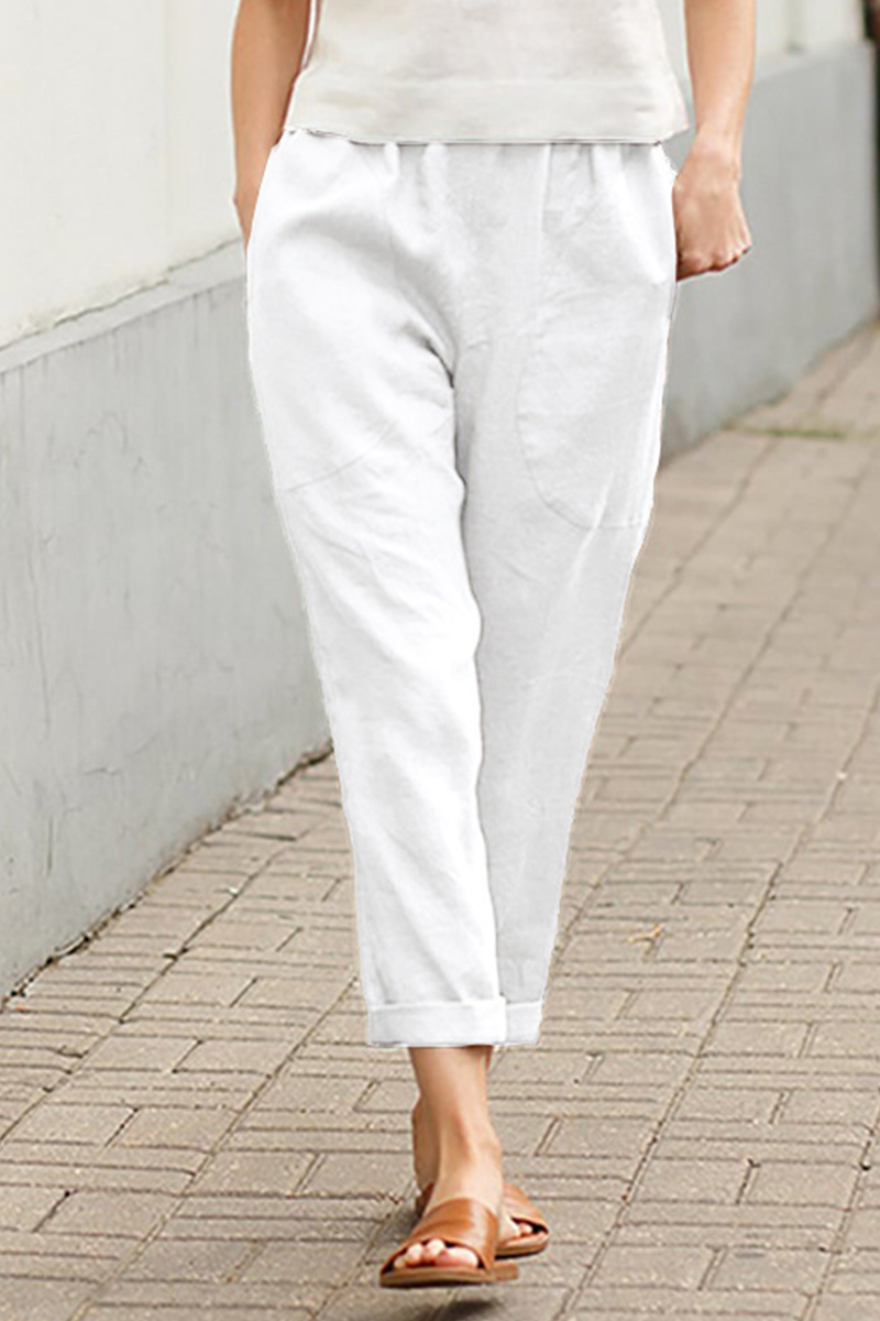 Casual Solid Patchwork Harlan Mid Waist Harlan Solid Color Bottoms(7 colors)