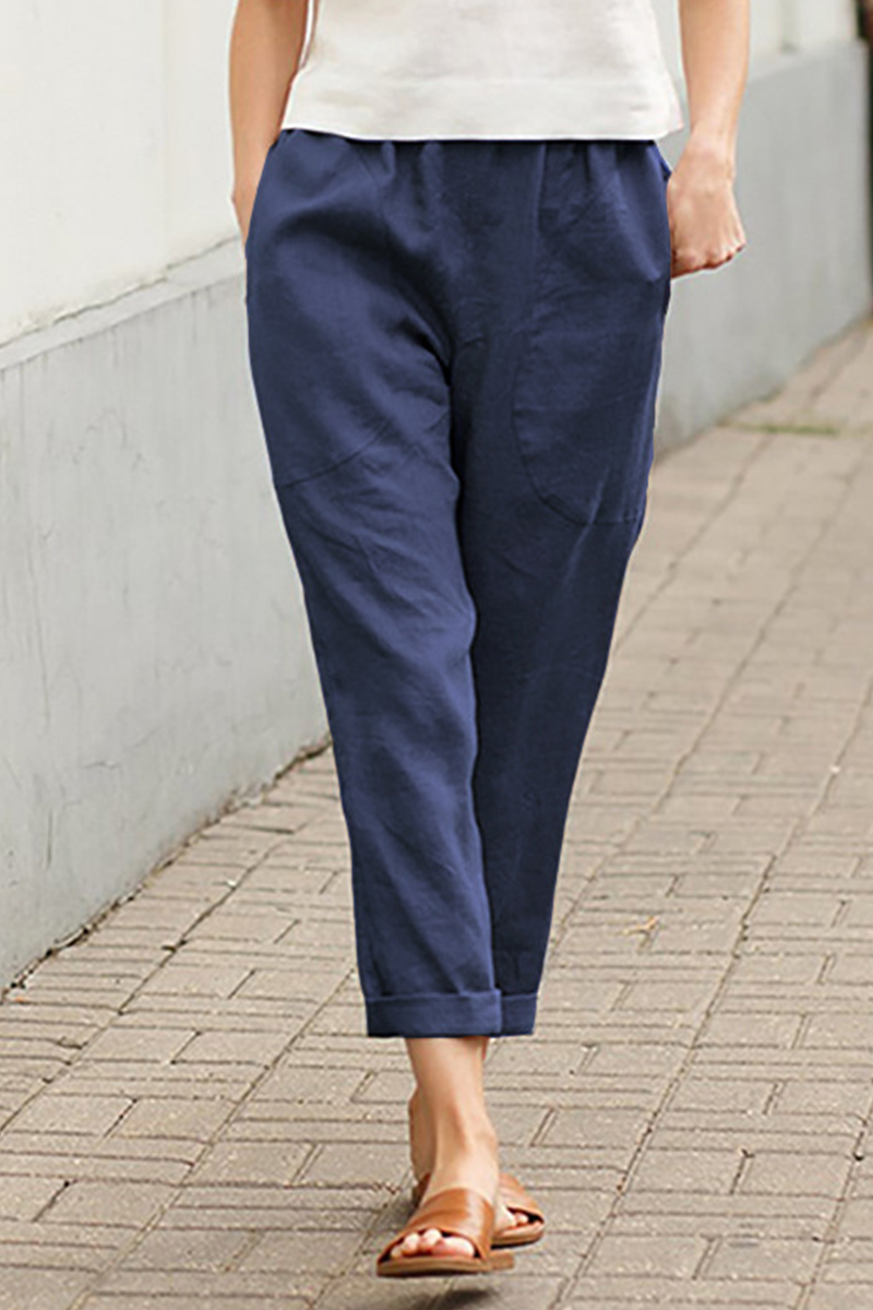 Casual Solid Patchwork Harlan Mid Waist Harlan Solid Color Bottoms(7 colors)