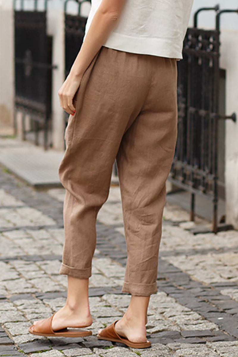 Casual Solid Patchwork Harlan Mid Waist Harlan Solid Color Bottoms(7 colors)