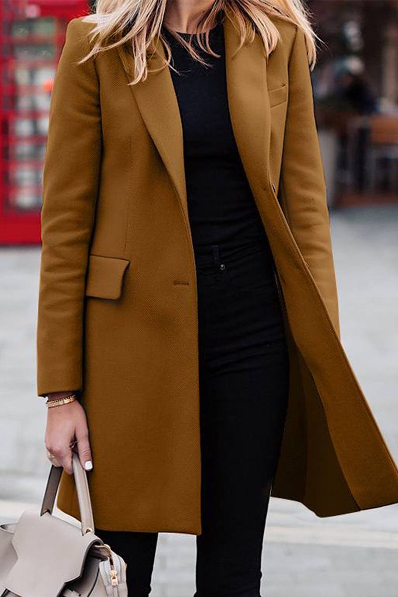 Vêtements d'extérieur à col rabattu, style patchwork uni (3 couleurs)