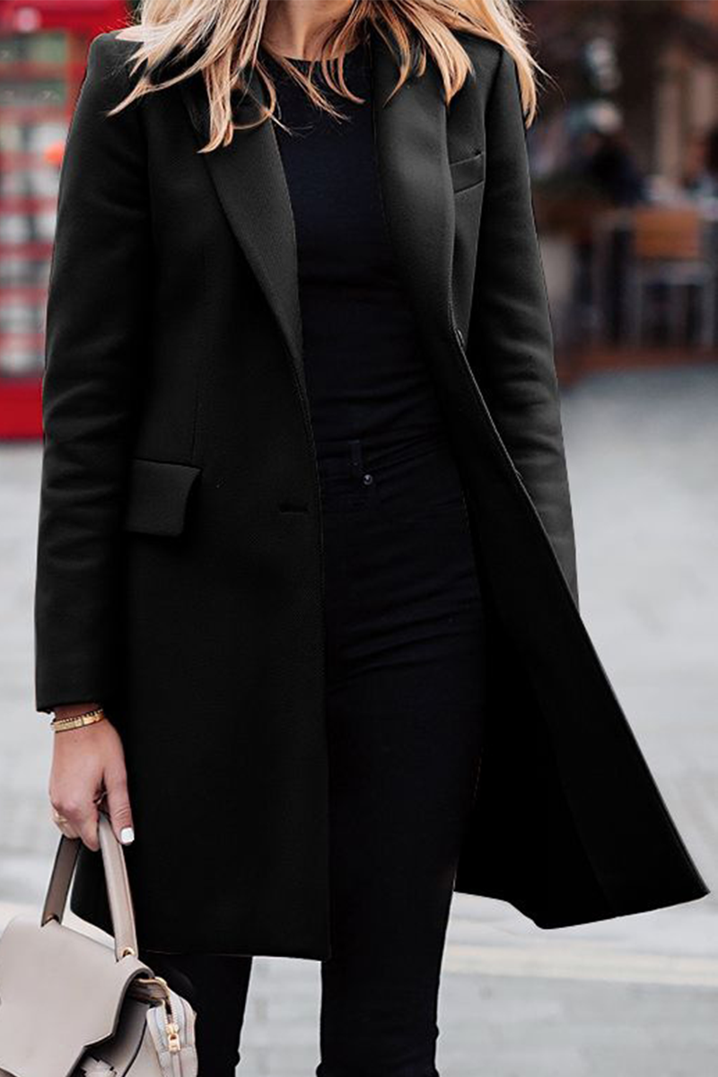 Vêtements d'extérieur à col rabattu, style patchwork uni (3 couleurs)