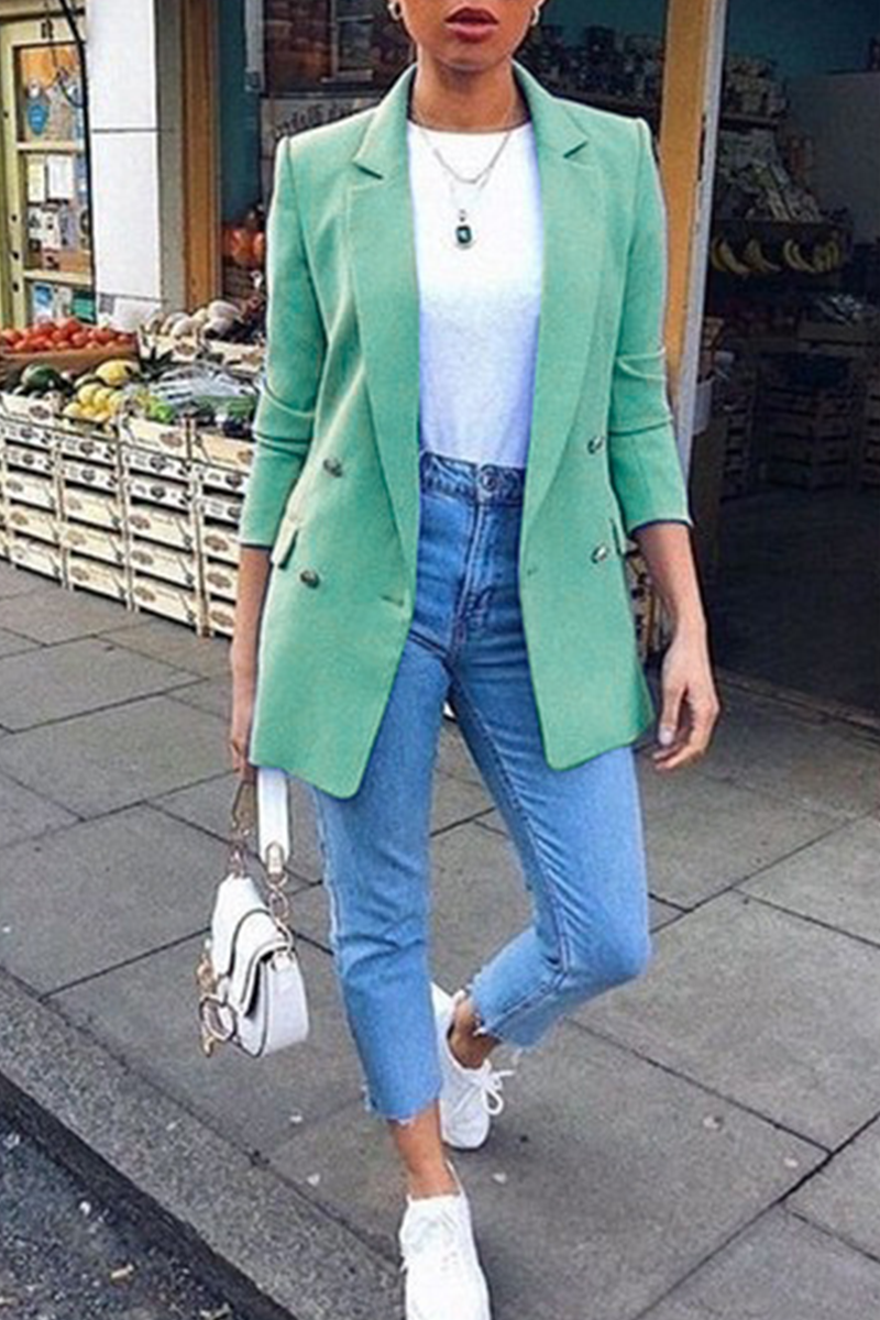 Vêtements d'extérieur à col rabattu, style patchwork uni (9 couleurs)