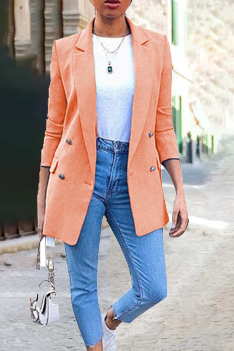 Vêtements d'extérieur à col rabattu, style patchwork uni (9 couleurs)