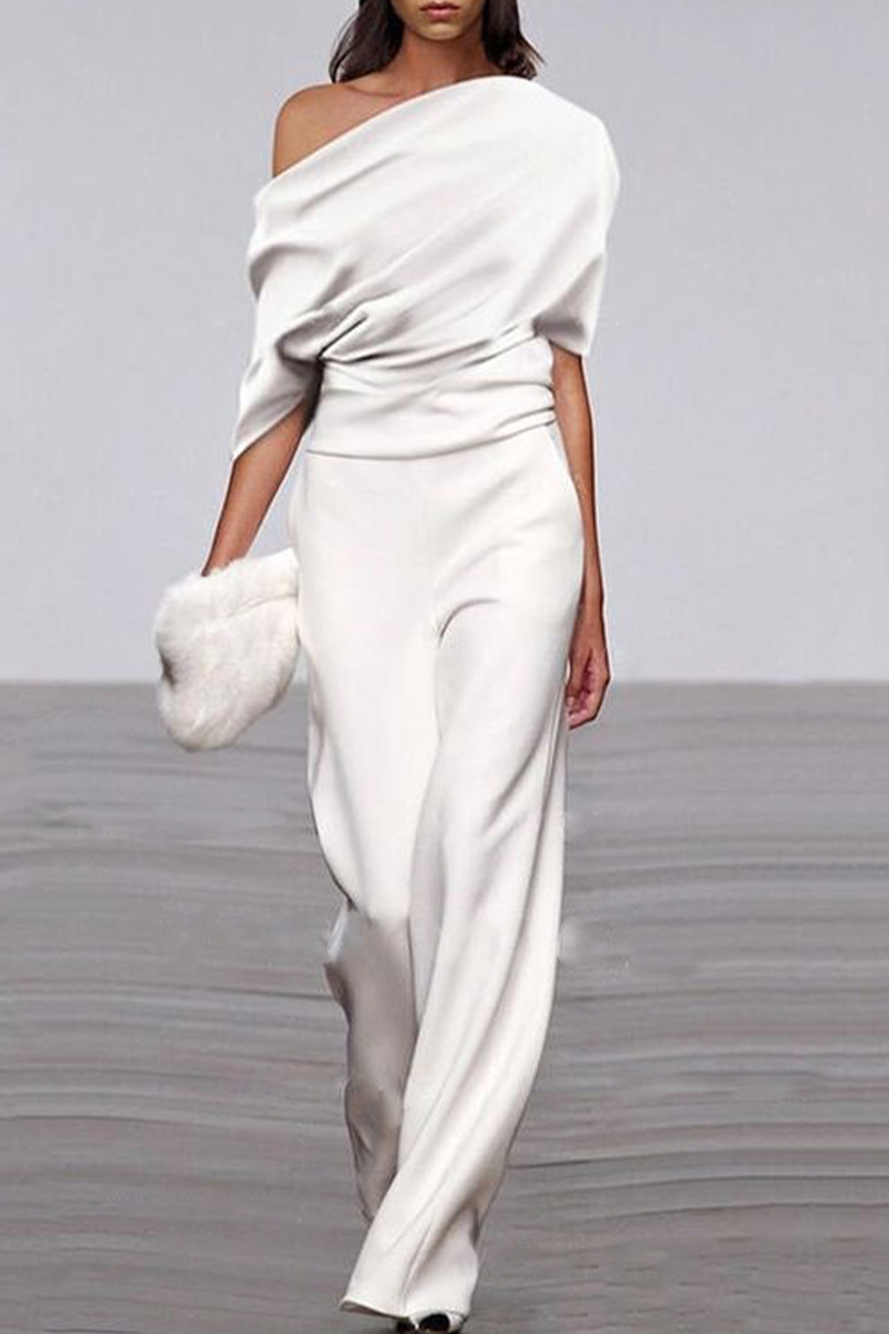 Combinaisons-jumpsuits décontractées, à motif patchwork, à une épaule, coupe droite.