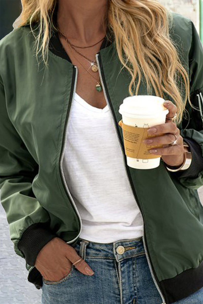 Vêtements d'extérieur à la mode, style patchwork, avec col à fermeture éclair.