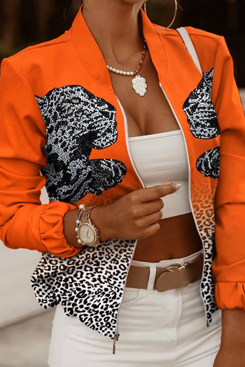 Vêtements d'extérieur décontractés, imprimés, patchwork, col à fermeture éclair (6 couleurs)