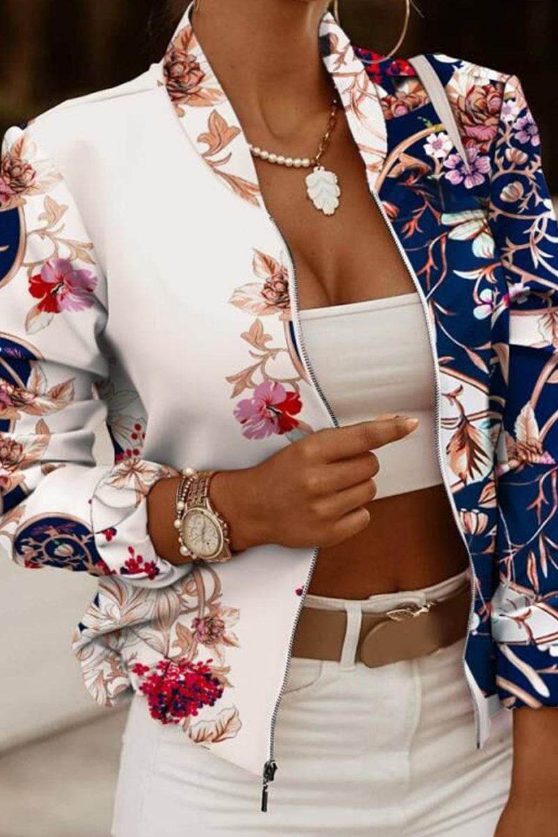 Vêtements d'extérieur décontractés, imprimés, patchwork, col à fermeture éclair (6 couleurs)