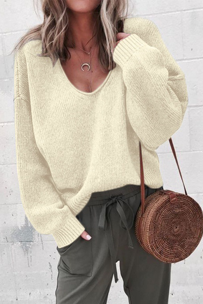 Casual Solid Patchwork U Neck Sweaters(7 Colors)
