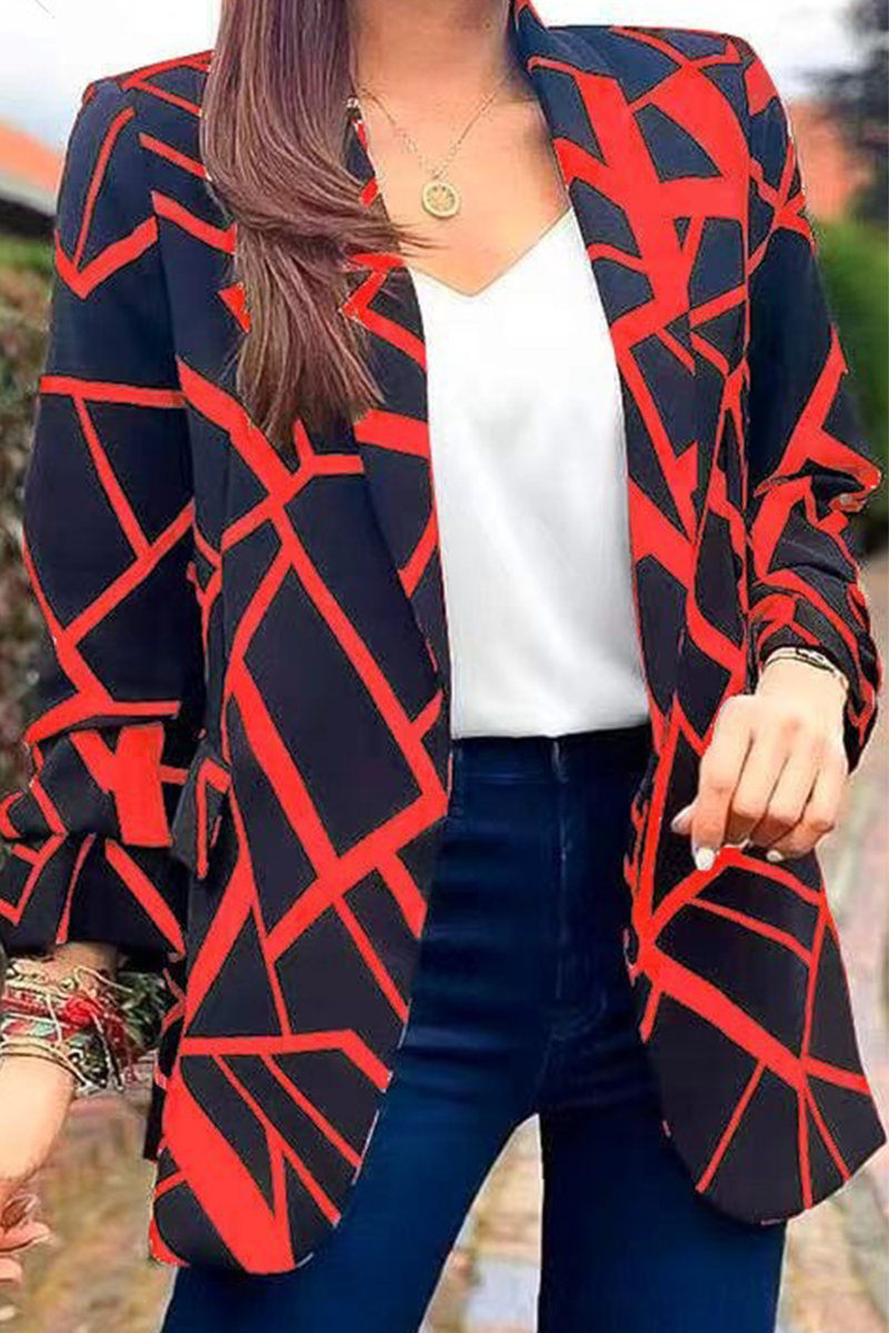 Vêtements d'extérieur à col rabattu imprimés à la mode