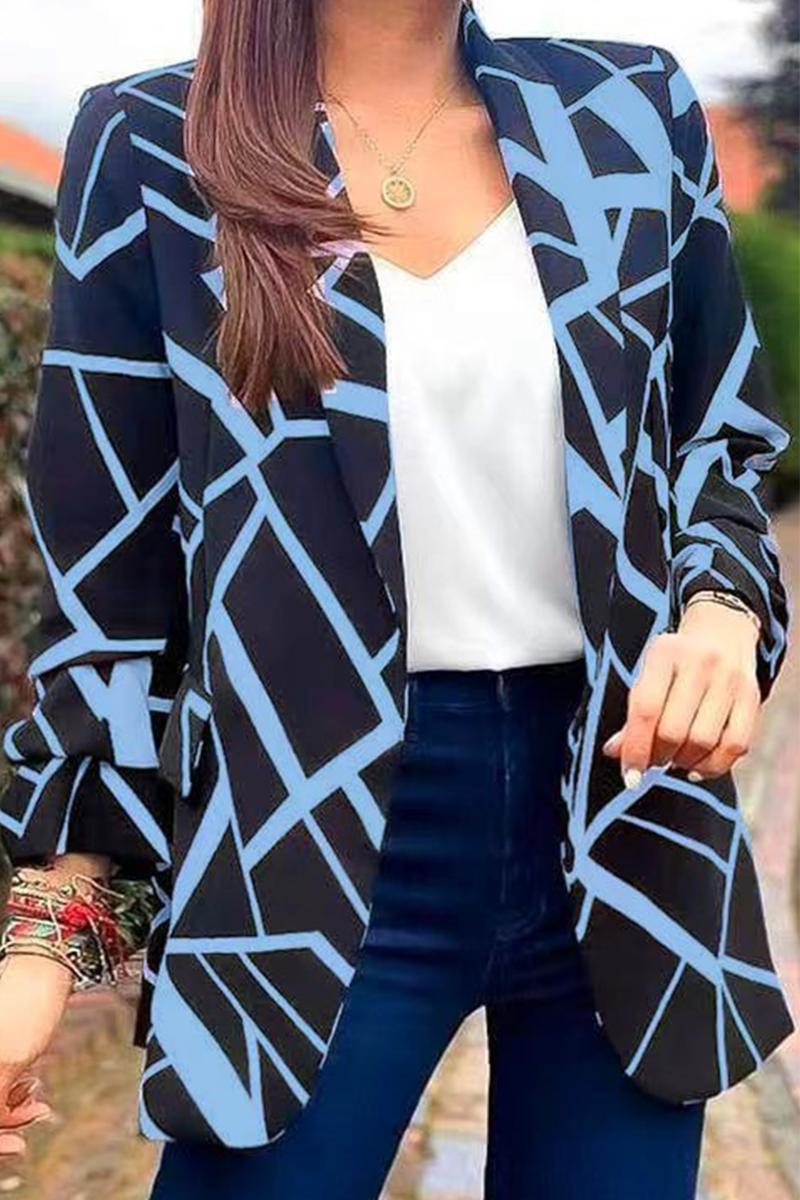 Vêtements d'extérieur à col rabattu imprimés à la mode